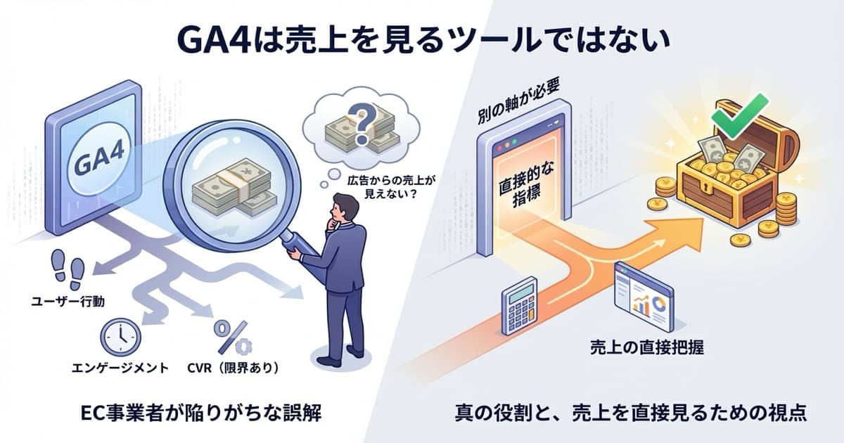 GA4は売上を見るツールではない — EC事業者が見落とす「直接指標」