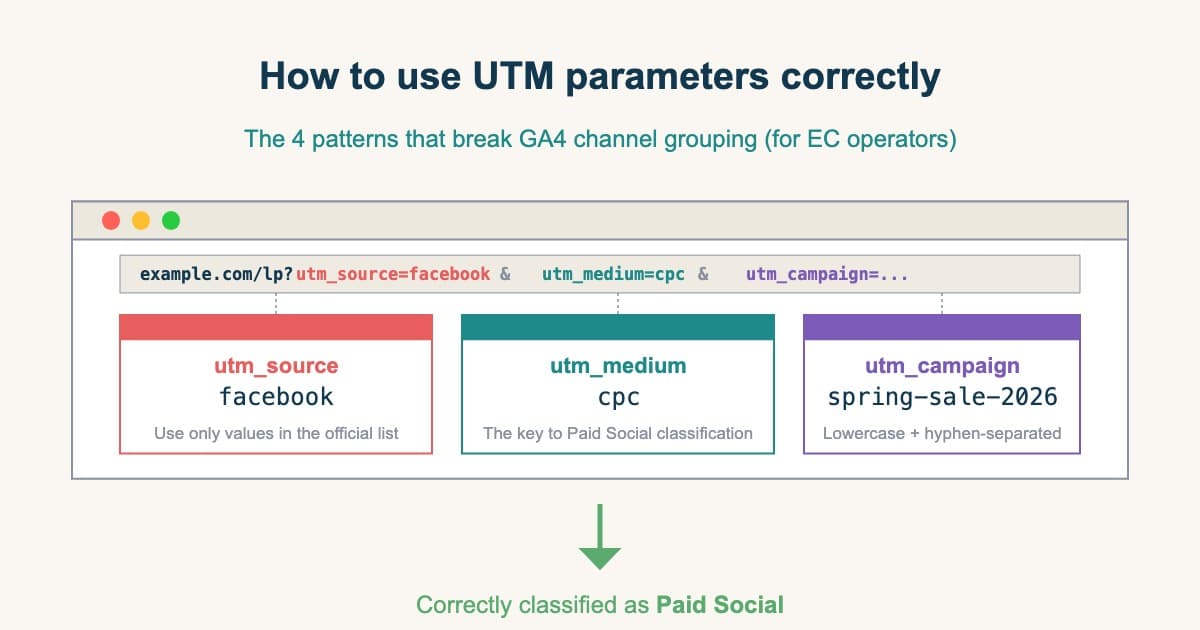 UTM parameters: 4 patterns that break GA4 channel grouping